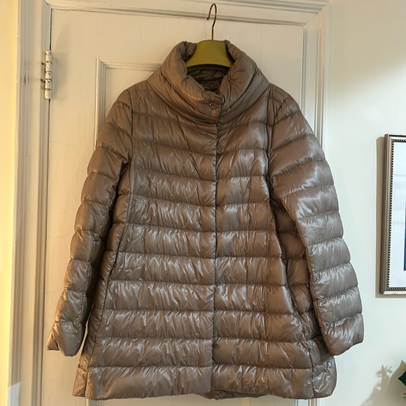 Herno taupe Amelia A line puffer jacket